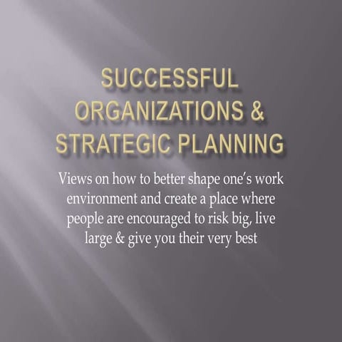 Successful Organizations  Strategic Planning