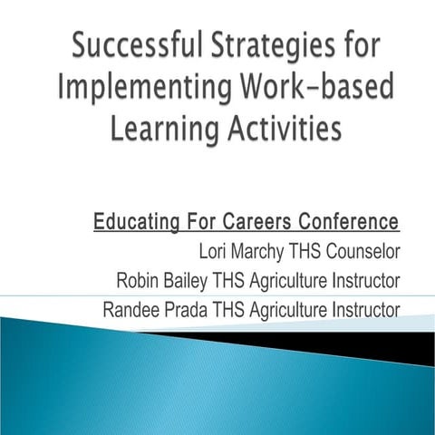 Successful Strategies for Implementing Work-Based Learning Activities