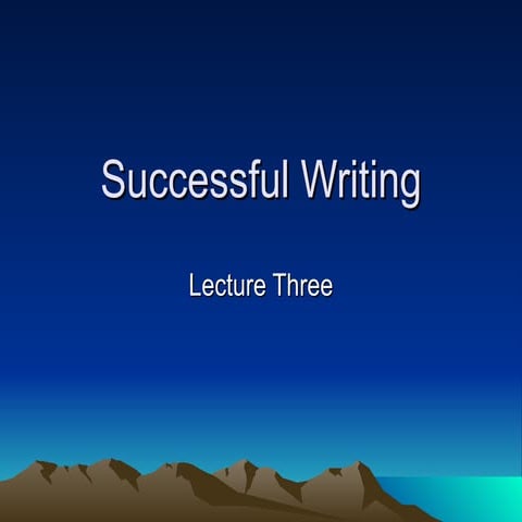 Successful writing. Lecture three.