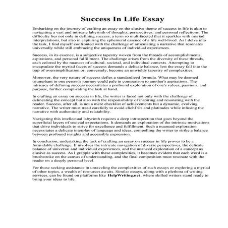 Success In Life Essay