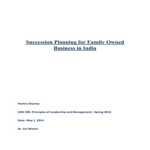 Succession Planning For Family Owned Business in India | PDF
