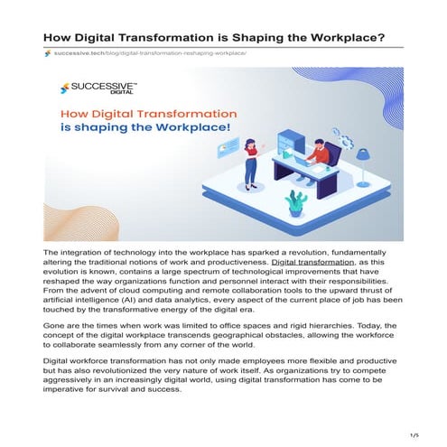 How Digital Transformation is Shaping the Workplace?