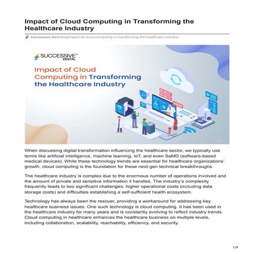 Impact of Cloud Computing in Transforming the Healthcare Industry