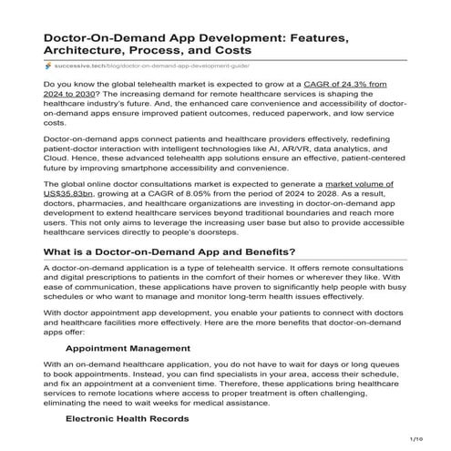 Doctor-On-Demand App Development: Features, Architecture, Process, and Costs