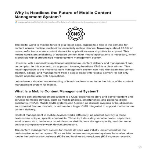 Why is Headless the Future of Mobile Content Management System?