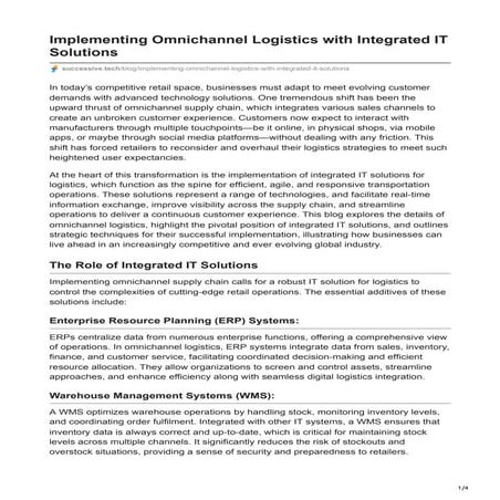 Implementing Omni Channel Logistics with Integrated IT Solution