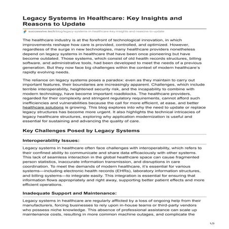 Legacy Systems in Healthcare: Key Insights and Reasons to Update