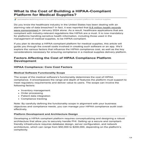 What Is the Cost of Building a HIPAA-Compliant Platform for Medical Supplies?
