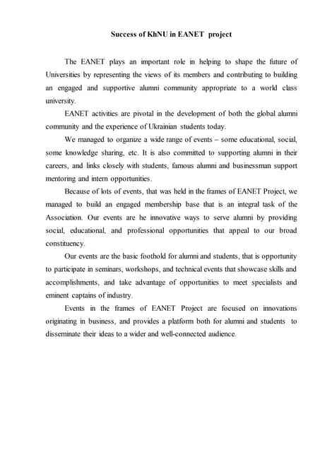 Success of kh nu in eanet  project