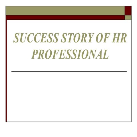 Success story of hr professional