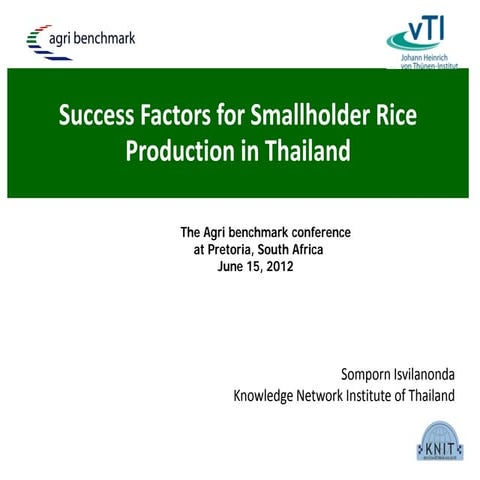 Sucessful factor for small holder rice production in thailand by somporn