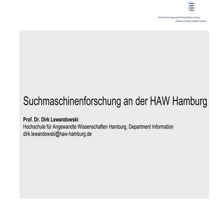 Suchmaschinenforschung an der HAW Hamburg