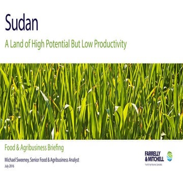 Sudan - A Land of High Potential But Low Productivity