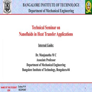 Technical seminar on Nanofliids in heat transfer pptx