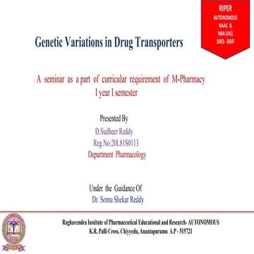 Genetic Variations in Drug Transporters