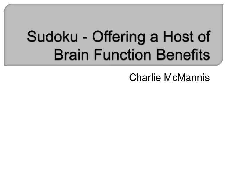 Sudoku Offering a Host of Brain Function Benefits