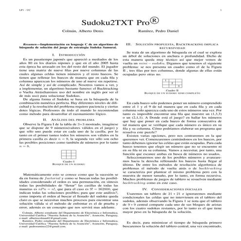 Inteligencia Artificial del Juego SUDOKU SAMURAI