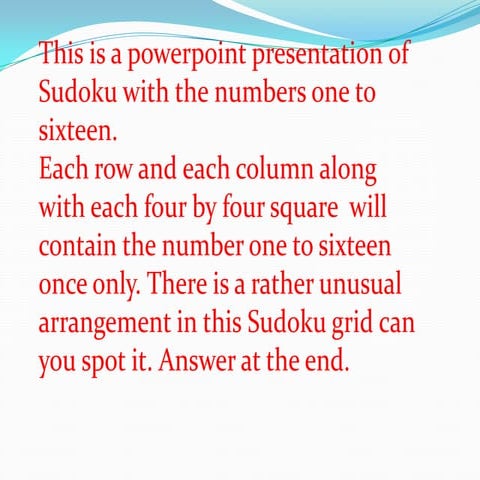 Sudoku powerpoint