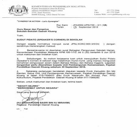 SUDUT PIDATO (SPEAKERS CORNER) DI SEKOLAH