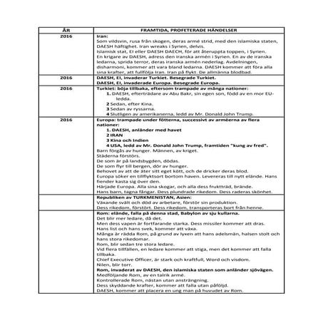 Suedois. framtida, profeterade händelser