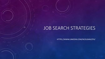 Sue Loth: Job Search Strategies using personal connections