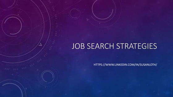 Sue Loth: Job Search Strategies using personal connections