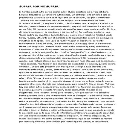 Sufrir por no sufrir