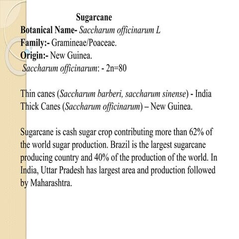 Sugarcane.pptx Details cultivation practices of sugarcane