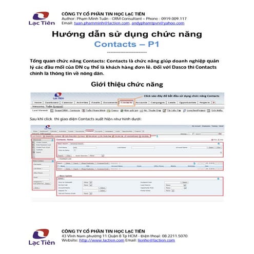 Hướng dẫn SugarCRM - Contacts
