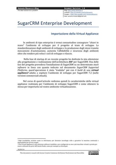 SugarCRM Enterprise Development Virtual Appliance