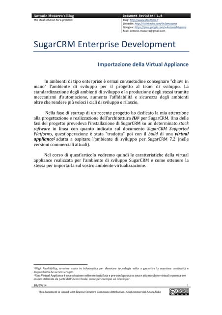 SugarCRM Enterprise Development Virtual Appliance