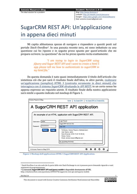SugarCRM REST API: Un’applicazione in appena dieci minuti