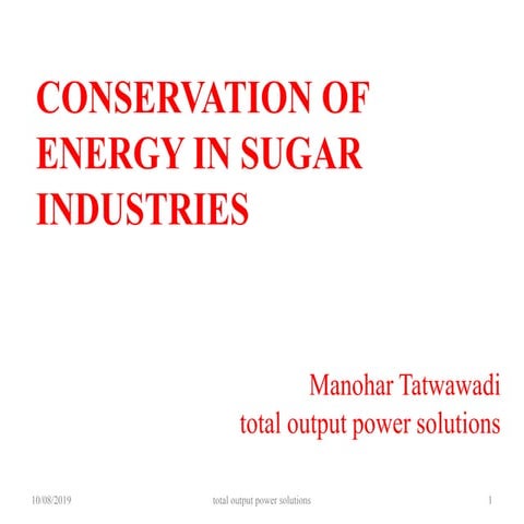 Energy Conservation in Sugar Industry | PDF