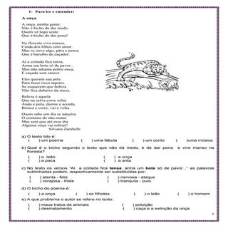 Sugestão de atividades de português