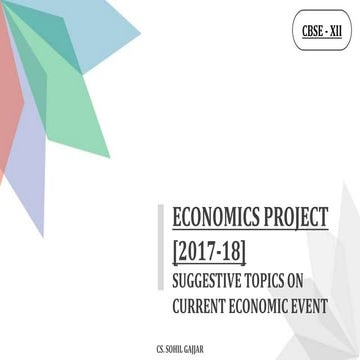Suggestive Topics For Economics Project CBSE XII 2017-18 