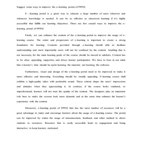 Suggest some ways to improve the e learning