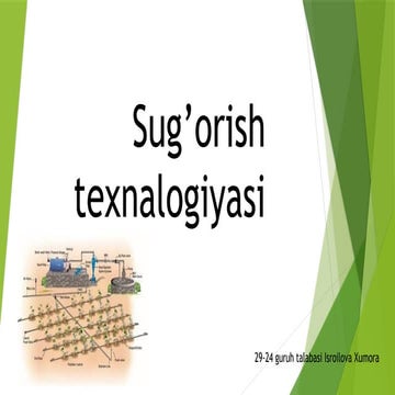Tomchilatib sug‘orish Yomg‘irlatib sug‘o | PPTX