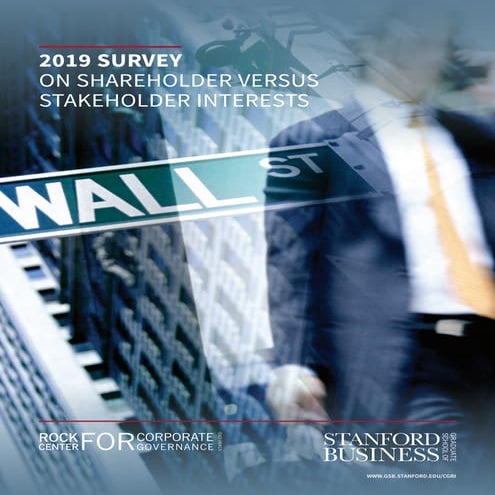 2019 Survey On Shareholder Versus Stakeholder Interests 