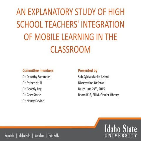 Suh an explanatory study of high school teachers’ integration of mobile learning
