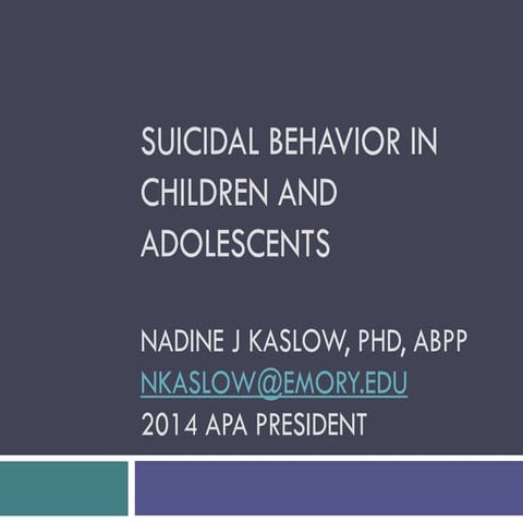 Understanding and Preventing Suicidal Behavior in Children and ...