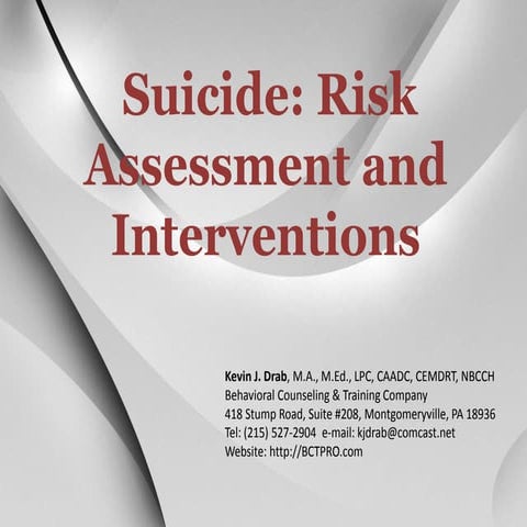 Suicide:Risk Assessment & Interventions