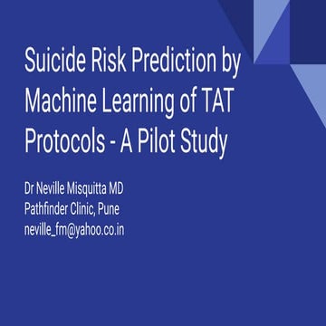 Suicide risk prediction by machine learning of TAT protocols —a pilot ...