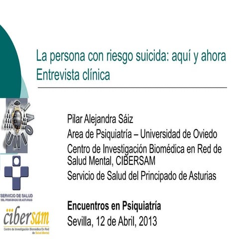 Pilar Sáiz. La persona con riesgo suicida. La entrevista clínica