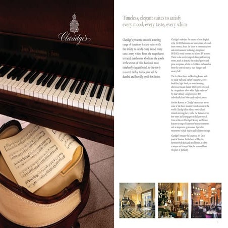 Suite Brochure - Claridge's, Maybourne Hotel Group, London, United Kingdom