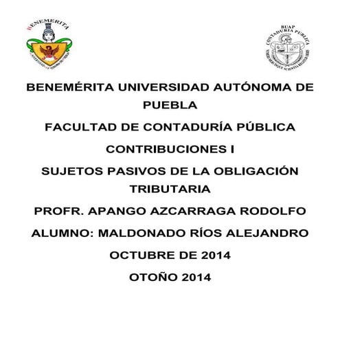 Sujetos pasivos de la obligacion tributaria | PDF