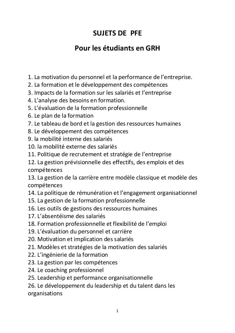Exemple Theme De Memoire En Ressources Humaines