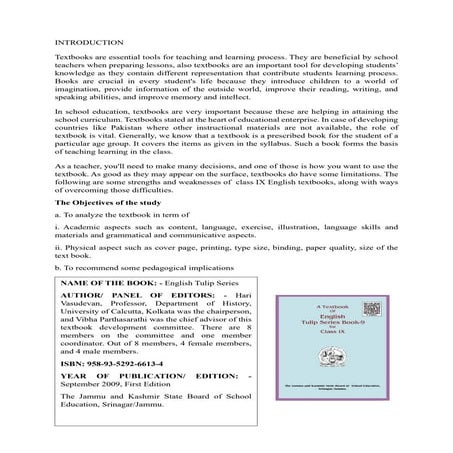 Content Analysis ( English Subject) Practical Sample