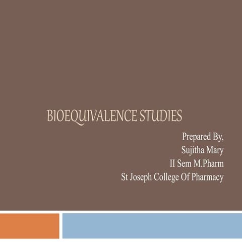 bioequivalence studies - advanced biopharmaceutics