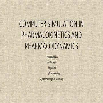 computer simulation in pharmacokinetics and pharmacodynamics | PPT