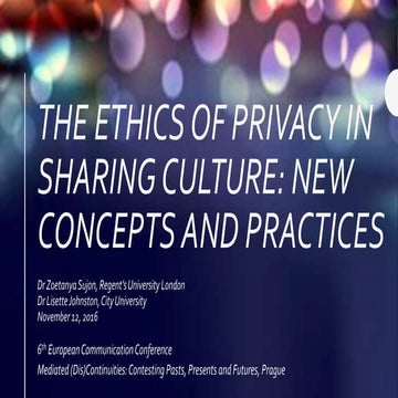 The ethics of privacy in sharing culture 2016